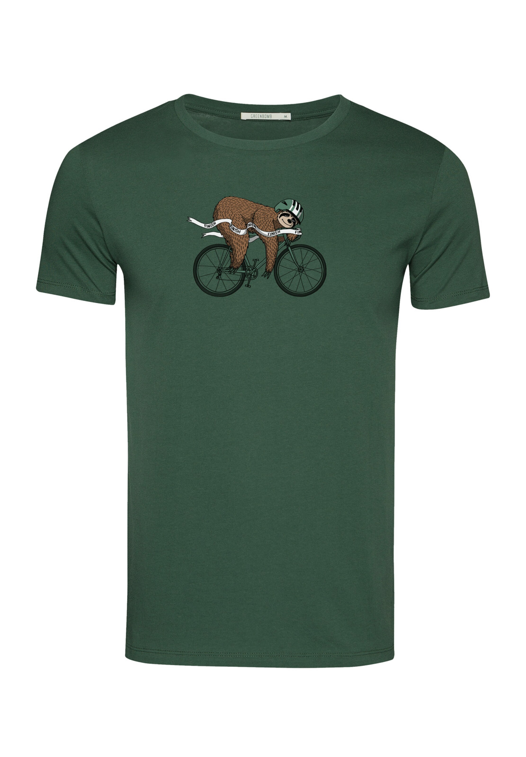GREENBOMB Shirt 'Animal Finish Sloth' in Groen: voorkant
