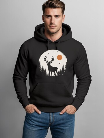 Neverless Sweatshirt 'Wald Hirsch'‌‌‌‌‌‌‌ in Schwarz