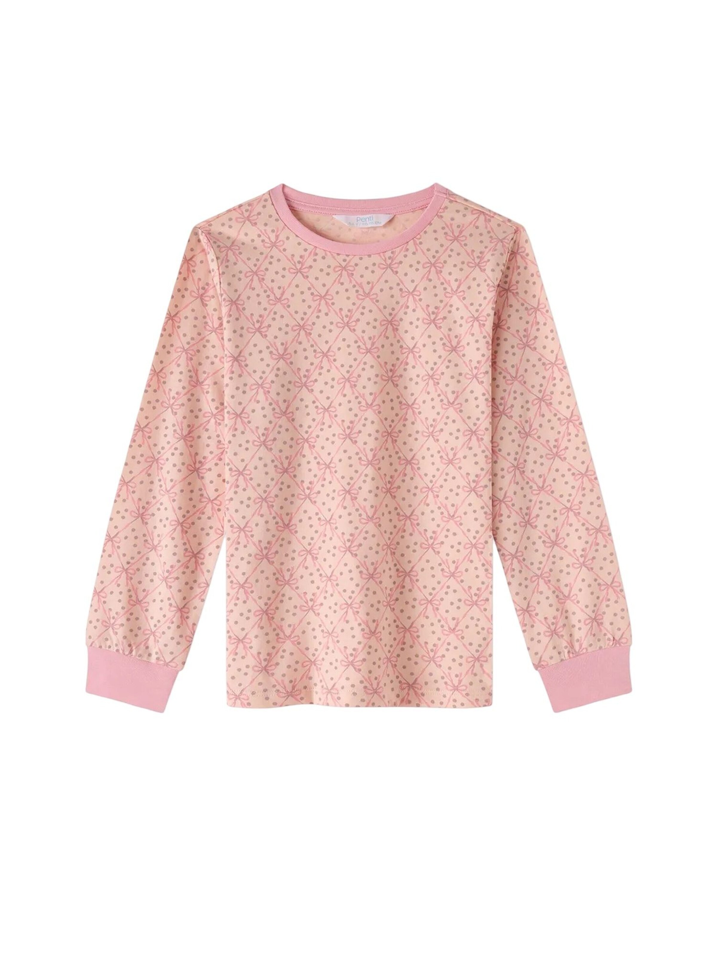 PentiPidžama set 'PENTI Mädchen-Pyjama-Set Whisper Bows aus Baumwolle mit langen Ärmeln' - roza boja