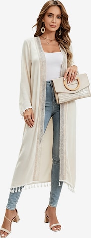 KoJooin Kardigan oversize 'Damen Langarm Cardigan in Unifarben mit Fransen Spitzenbesatz Langer,Lässiger Oversize Strickmantel' w kolorze pomarańczowy: przód