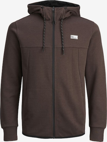 Veste de survêtement JACK & JONES en marron : devant