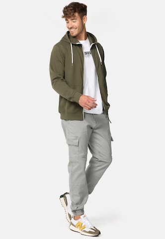 INDICODE JEANS Zip-Up Hoodie 'Christos' in Green