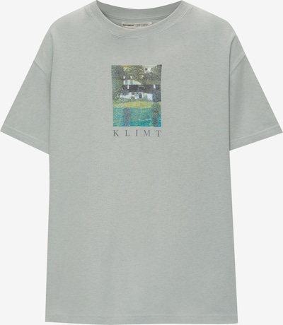 Pull&Bear T-shirt en opal / bleu clair / jaune d'or / vert foncé, Vue avec produit