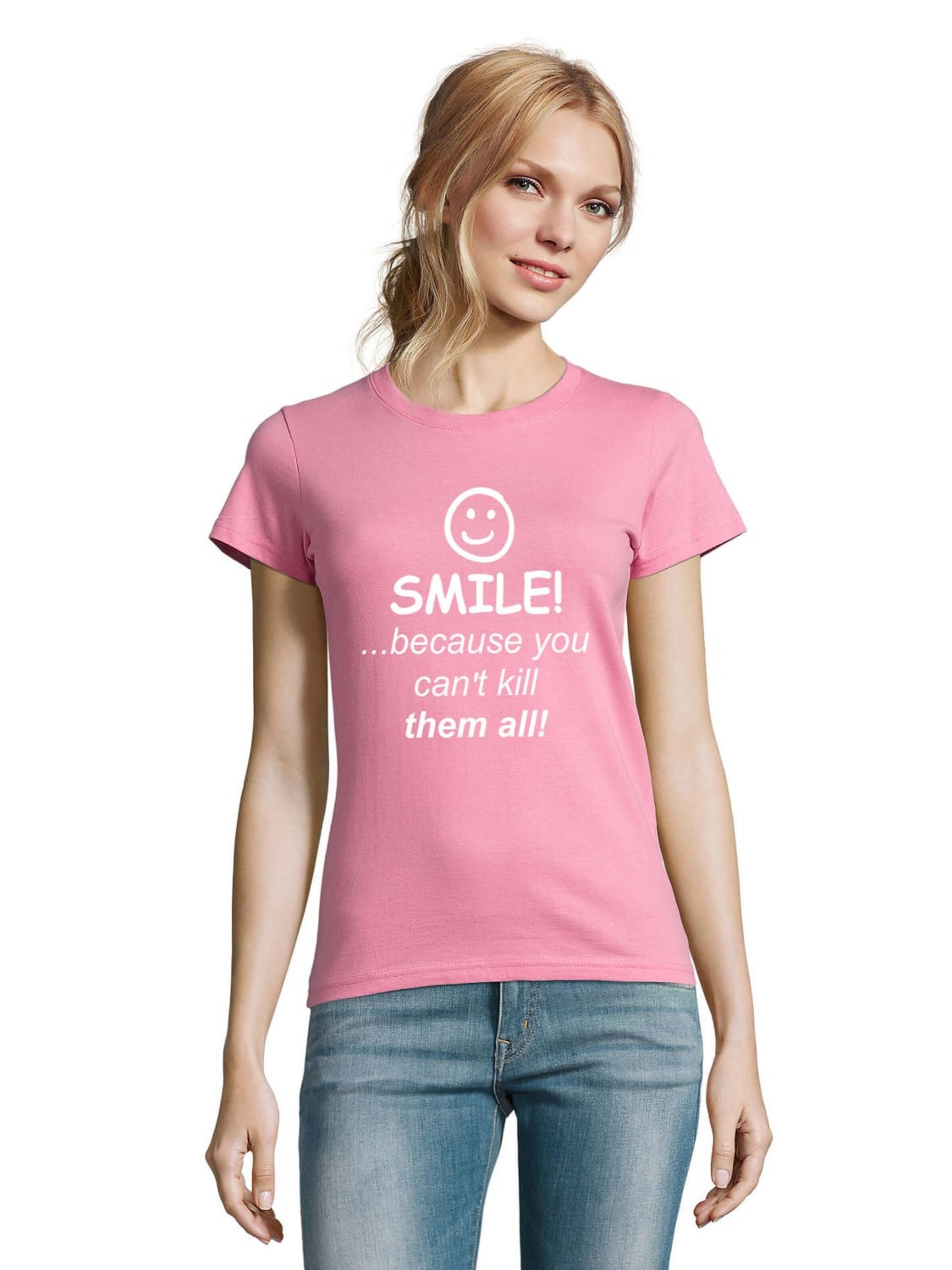 Blondie & Brownie Shirt 'SmileKill'‌‌‌‌‌‌ in Pink: Vorderseite