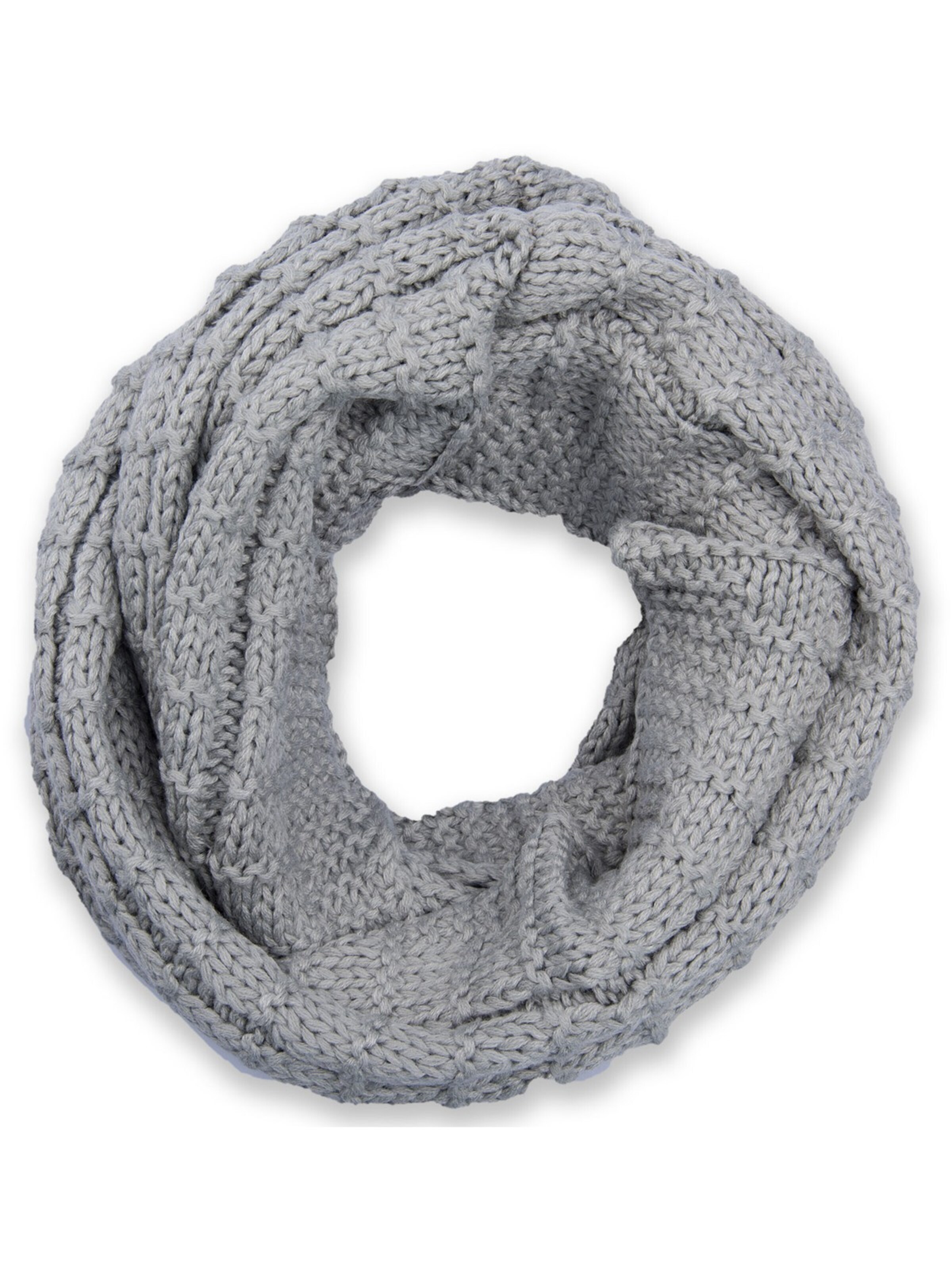 styleBREAKER Loop scarf 'Strick Loop mit Karomuster' in Grey: front
