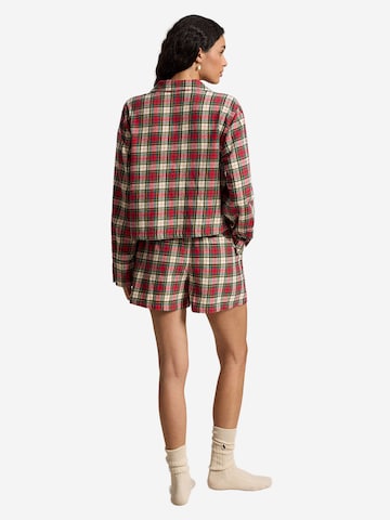 Polo Ralph Lauren Pyjama ' Crop & Boxer - Cozy Flannel ' in Beige