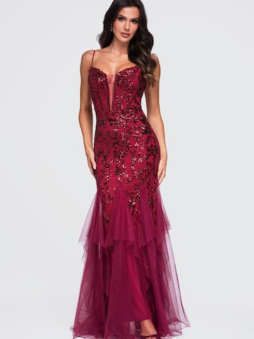 Robe de soirée Ombre en rouge : devant