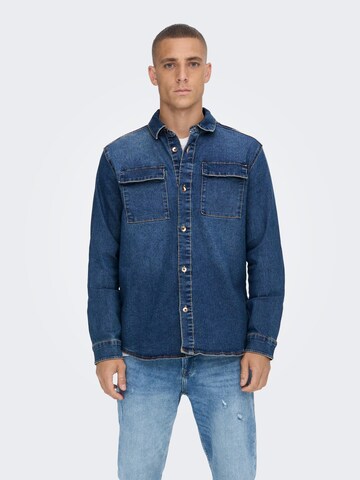 Only & Sons Regular fit Button Up Shirt 'CAMON' in Blue: front