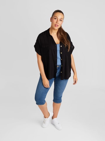 Vero Moda Curve Bluse 'BUMPY' in Schwarz