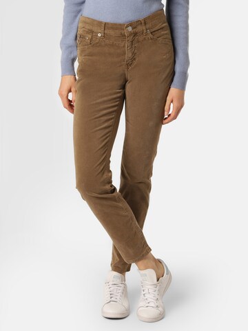 MAC Slim fit Pants 'Rich Slim' in Brown: front