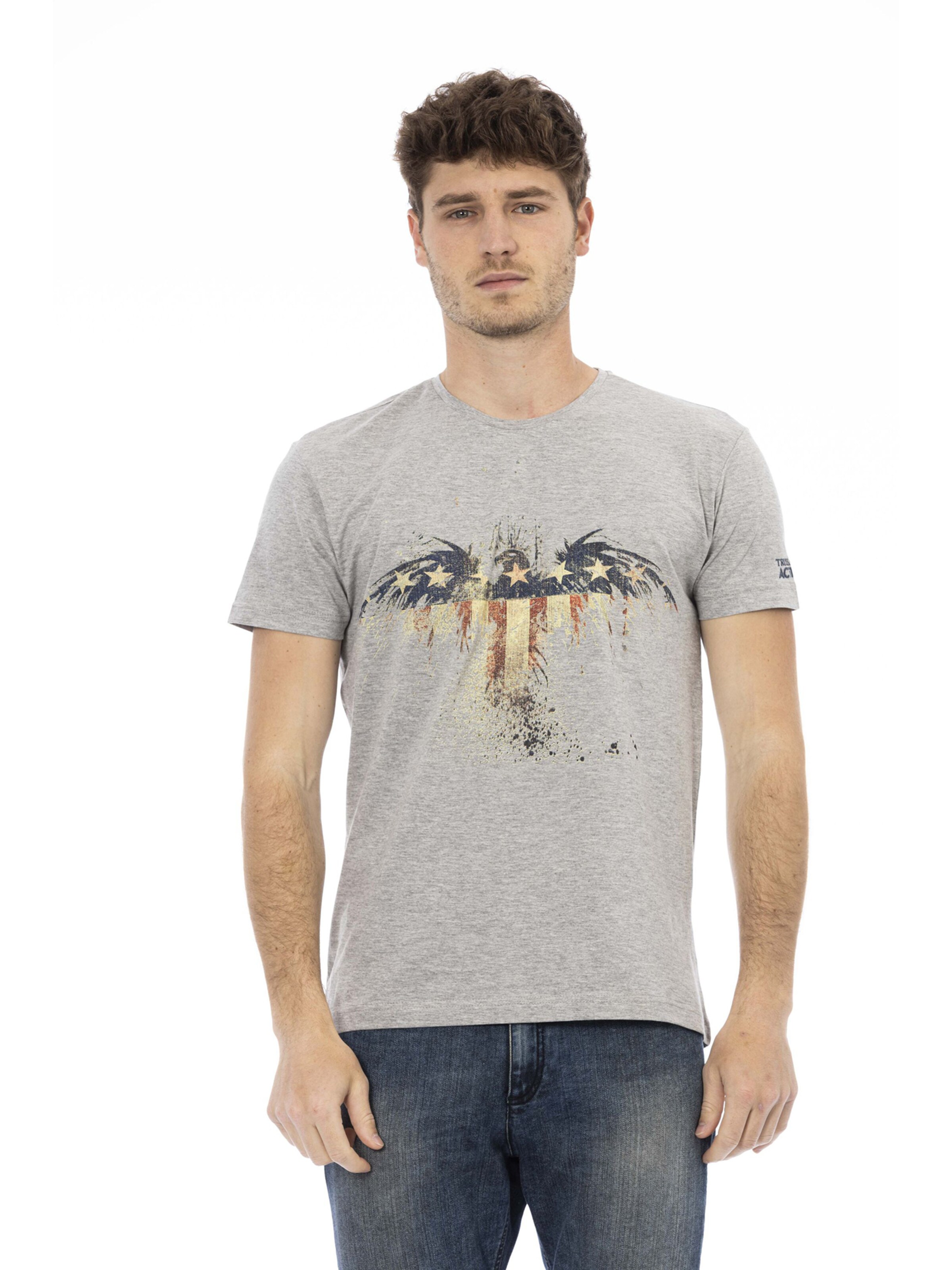 Top 'T-Shirt Uomo Valoris Misto Cotone Viscosa Stampa Aquila' di Trussardi in grigio: frontale