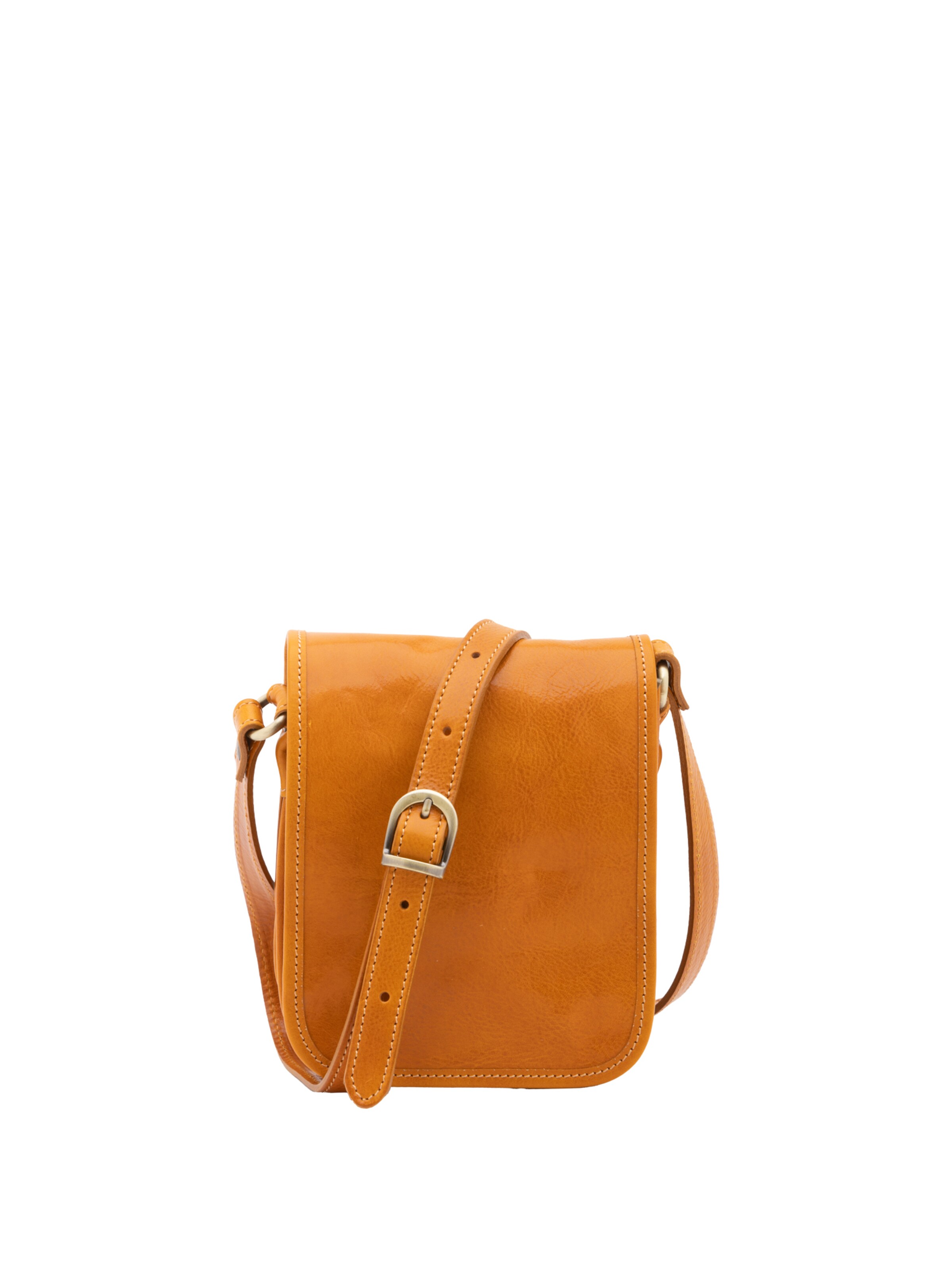 Borsa a tracolla 'Borsa a tracolla uomo vera pelle con calamita - Made in Italy' di I Fratelli in giallo: frontale