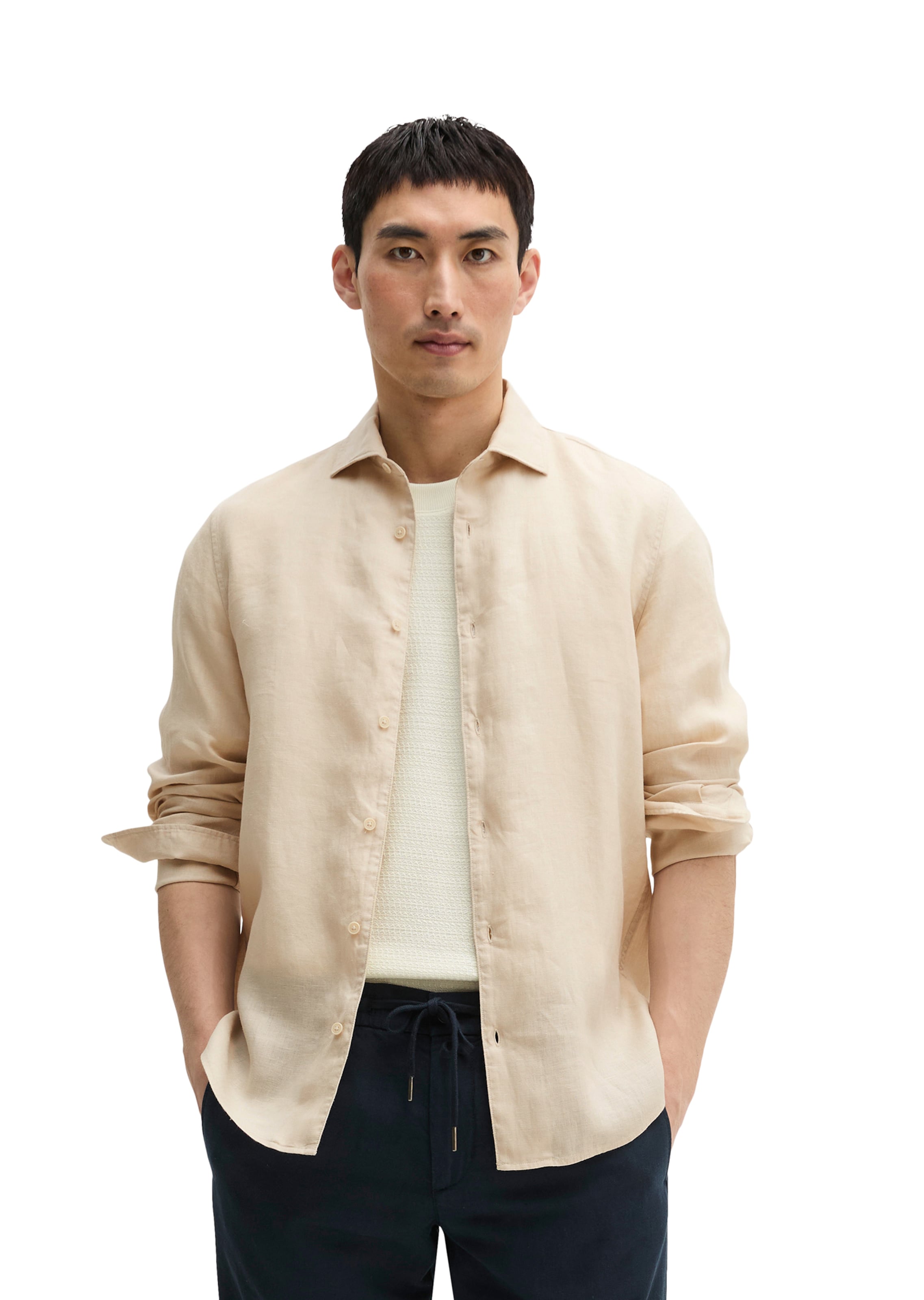 Marc O'Polo Regular fit Button Up Shirt in Beige: front