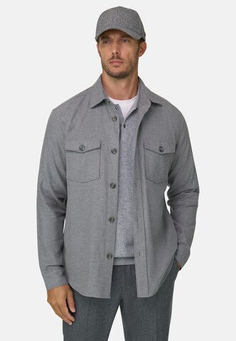 Boggi Milano Regular fit Overhemd in Grijs: voorkant