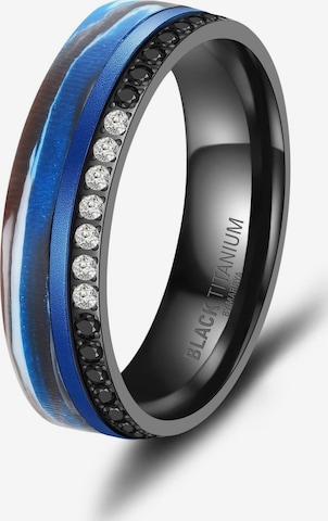 MARRYA Ring 'MARRYA BT-14 Black Titanium Ocean Blue Edition' in Blauw: voorkant