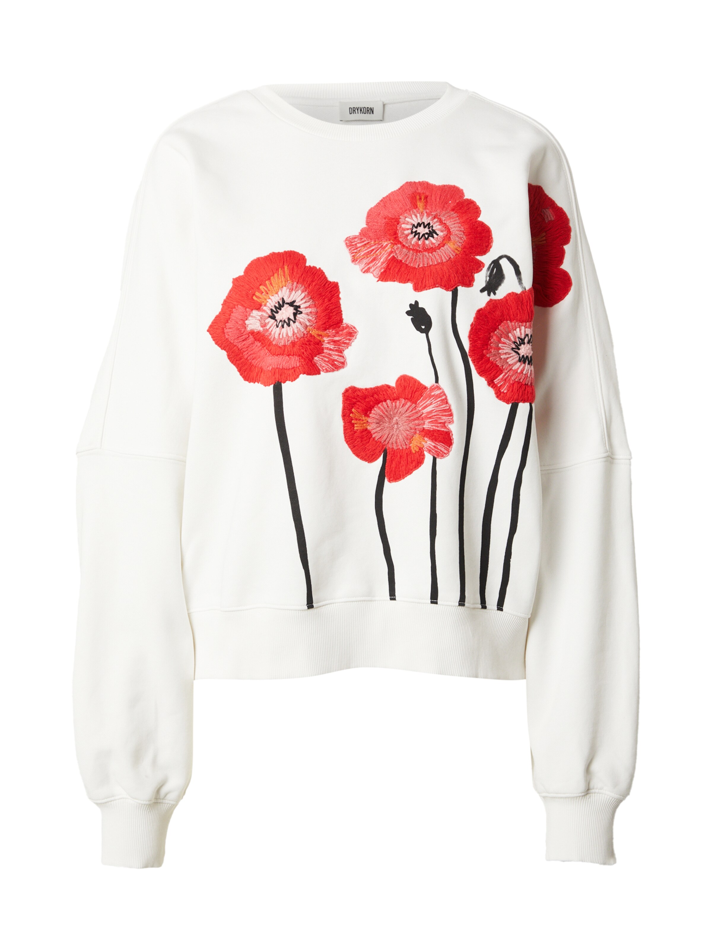 DRYKORN Μπλούζα φούτερ 'ASTERA_P3' σε σάπιο μήλο / κόκκινο / μαύρο / offwhite, Άποψη προϊόντος