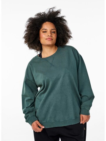 Sweat-shirt 'Apenny' Active by Zizzi en vert : devant