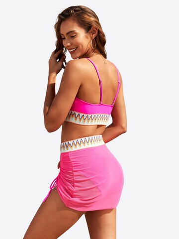 Magicshe Push-up Bikini 'Push Up Bikini Set mit hoher Taille' in Pink