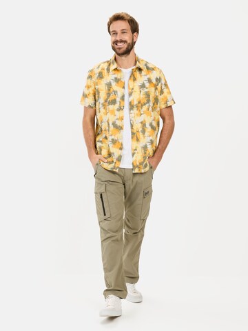 CAMEL ACTIVE Regular Fit Kurzarmhemd mit Strukturmuster in Gelb