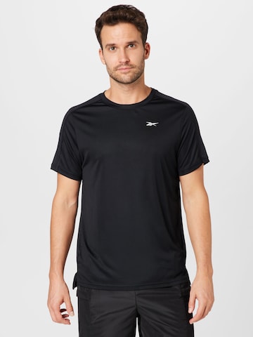 T-Shirt fonctionnel Reebok en noir : devant