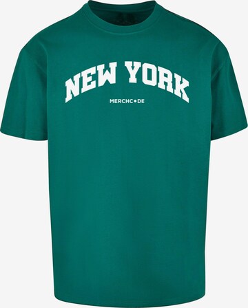 Maglietta 'New York Wording' di Merchcode in verde: frontale