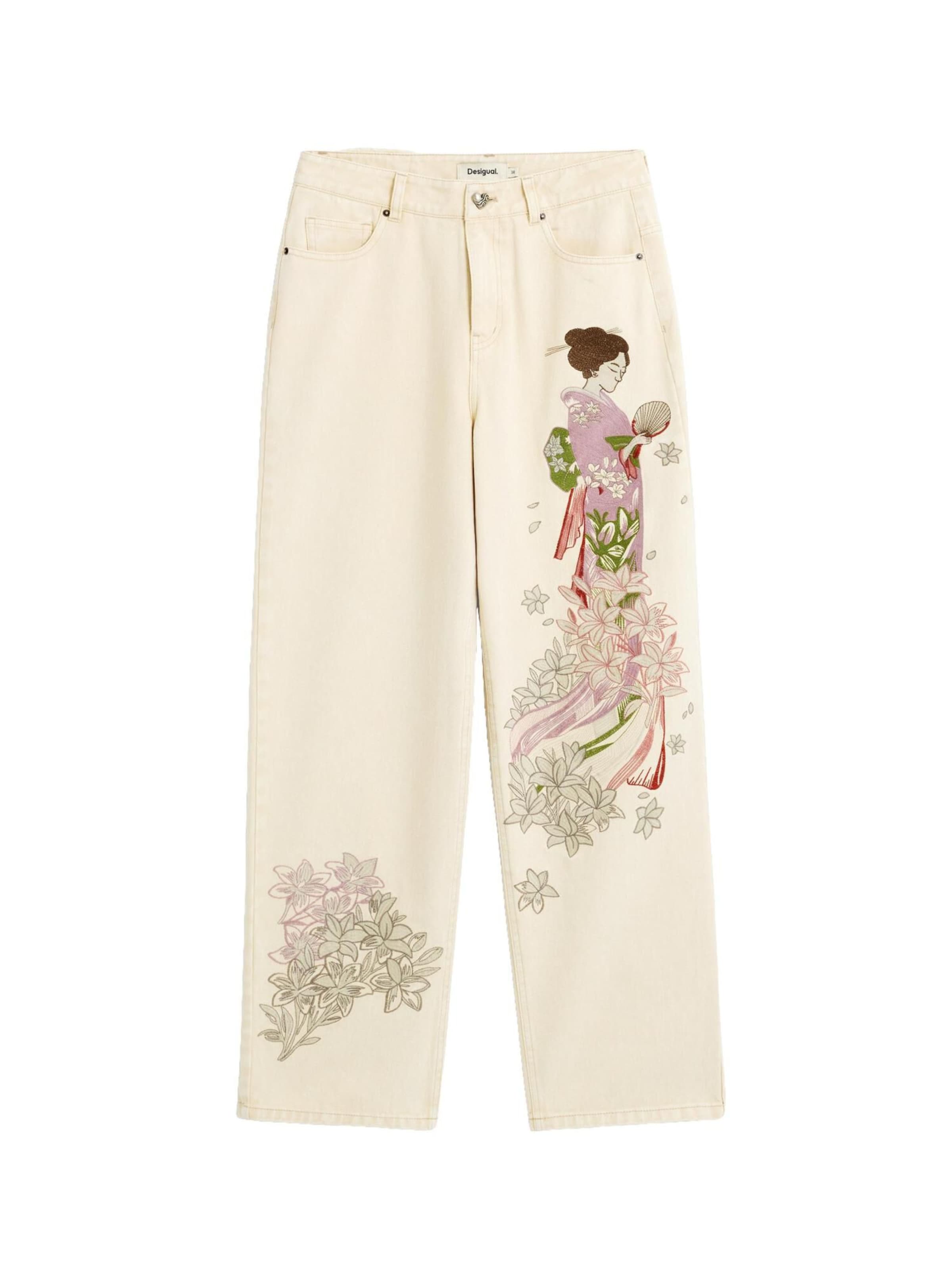 Desigual Loosefit Jeans in Wit: voorkant
