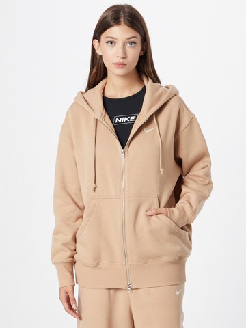 Nike Sportswear Zip-Up Hoodie 'PHNX FLC' in Beige: front