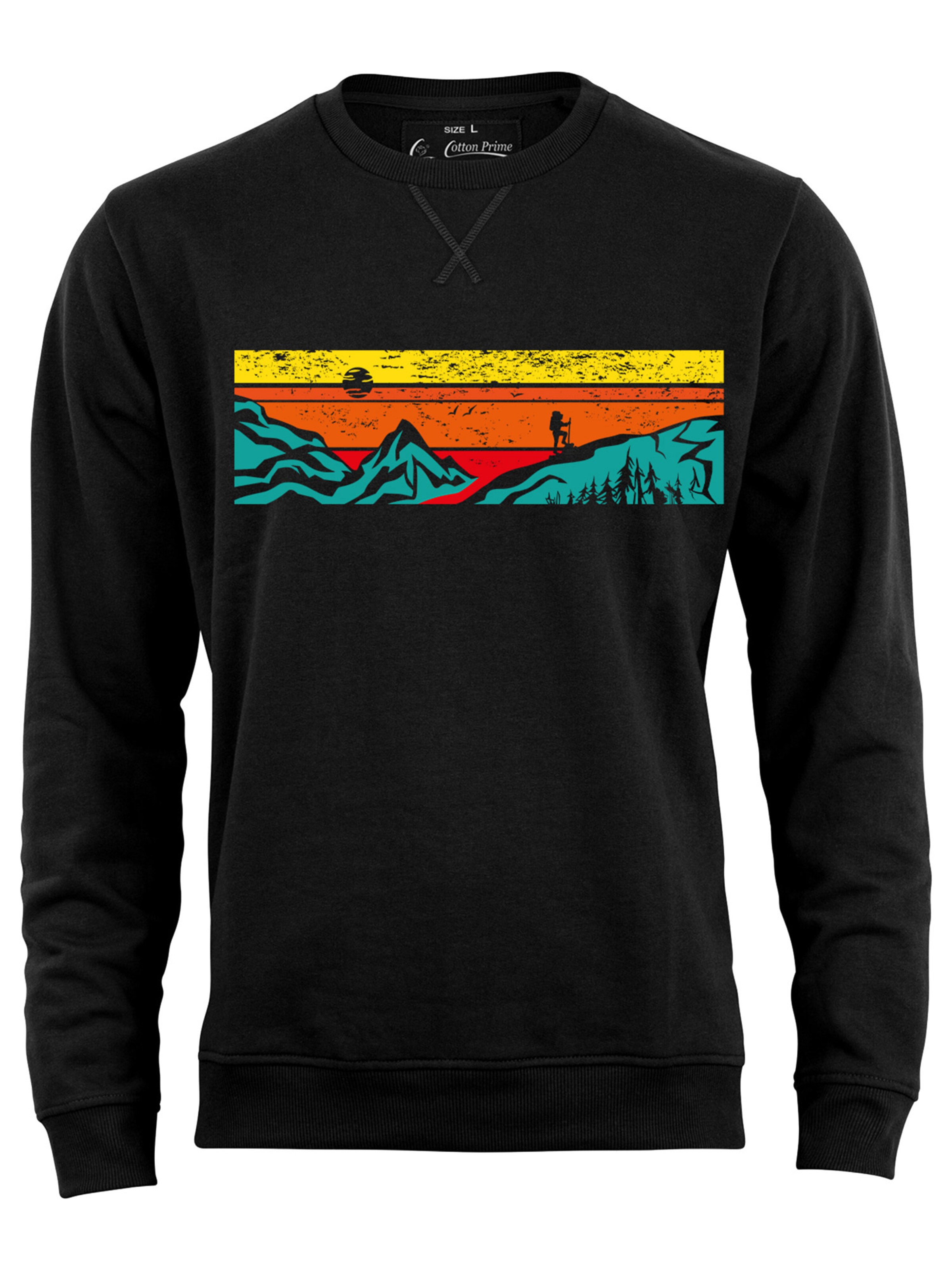 Felpa 'Let's Hiking' di Cotton Prime in nero: frontale