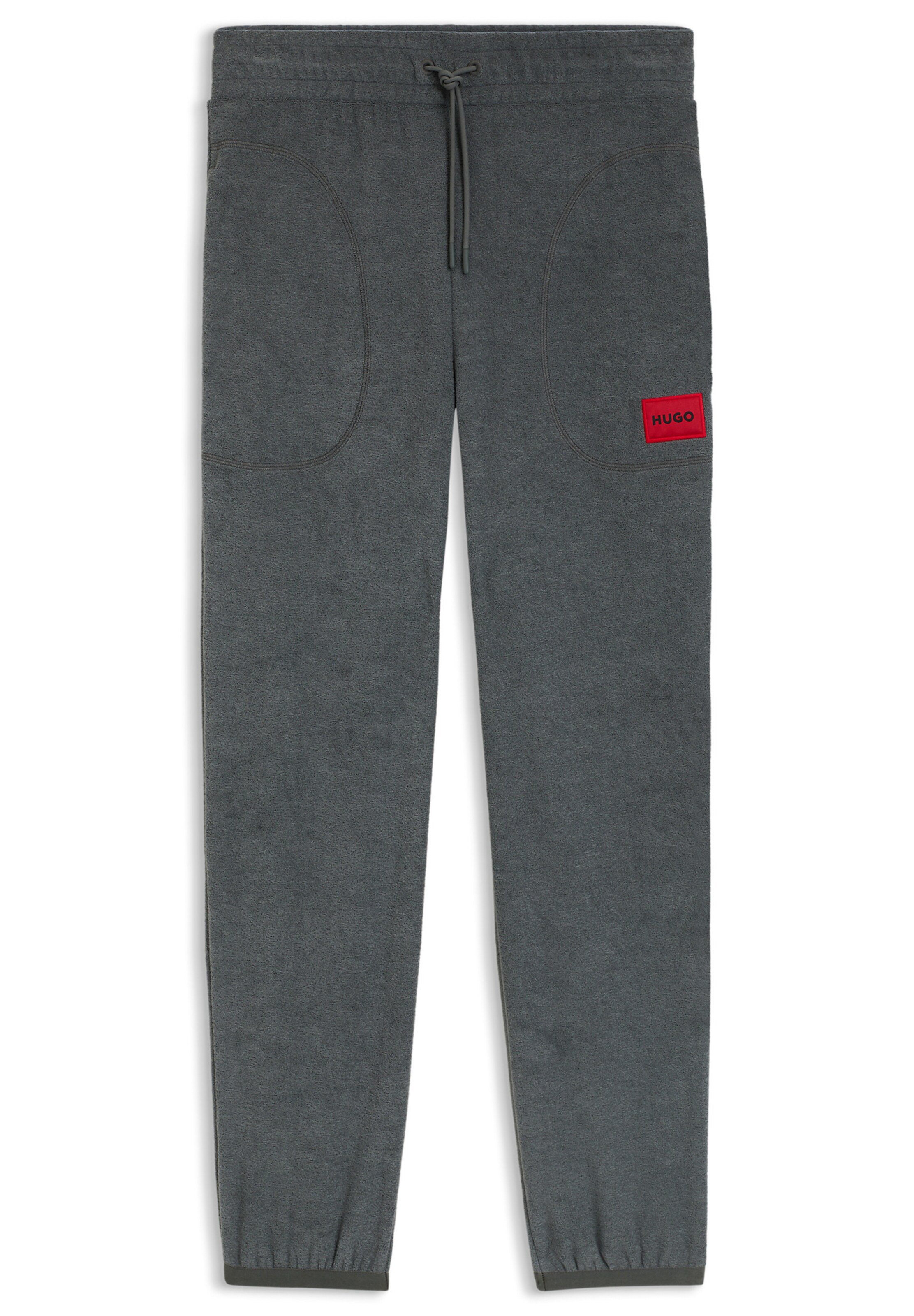 HUGO Loose fit Pants 'Terry' in Grey: front