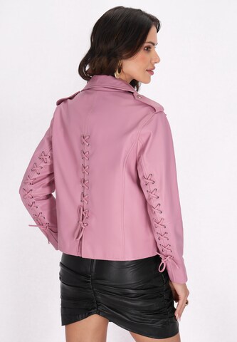 Giacca di mezza stagione di faina in rosa