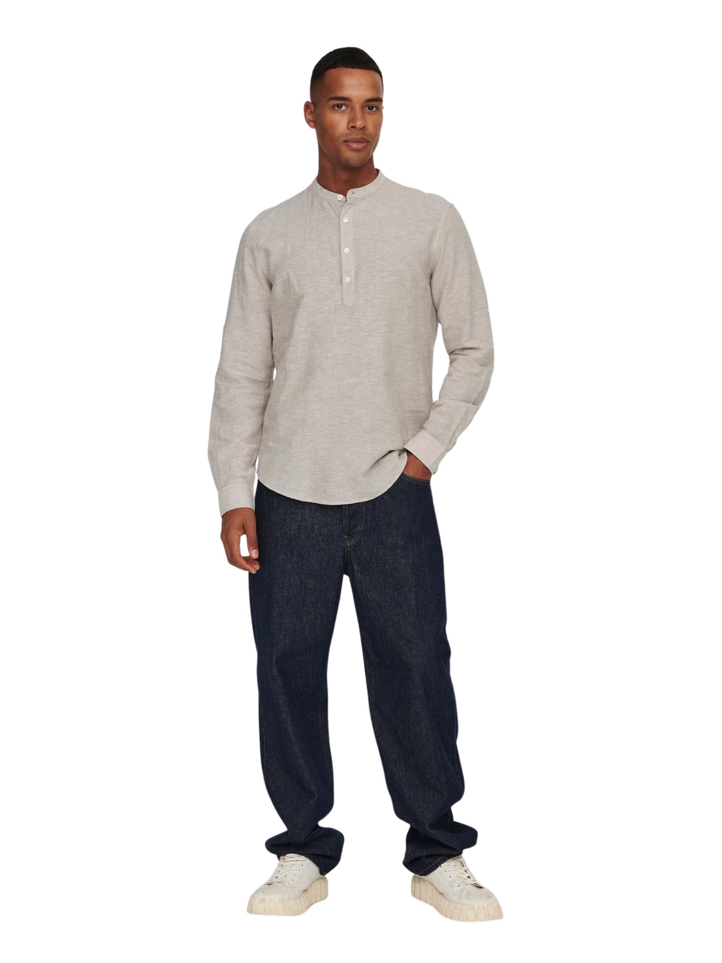 Only & Sons Slim Fit Риза 'Caiden' в бежово