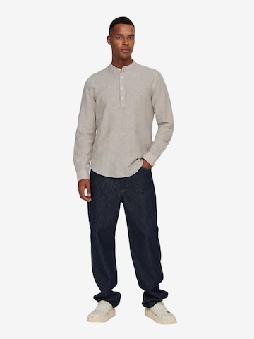 Only & Sons Slim fit Koszula 'Caiden' w kolorze beżowy