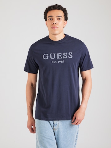 GUESS Μπλουζάκι σε μπλε: μπροστά
