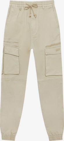 Effilé Pantalon cargo Pull&Bear en beige : devant