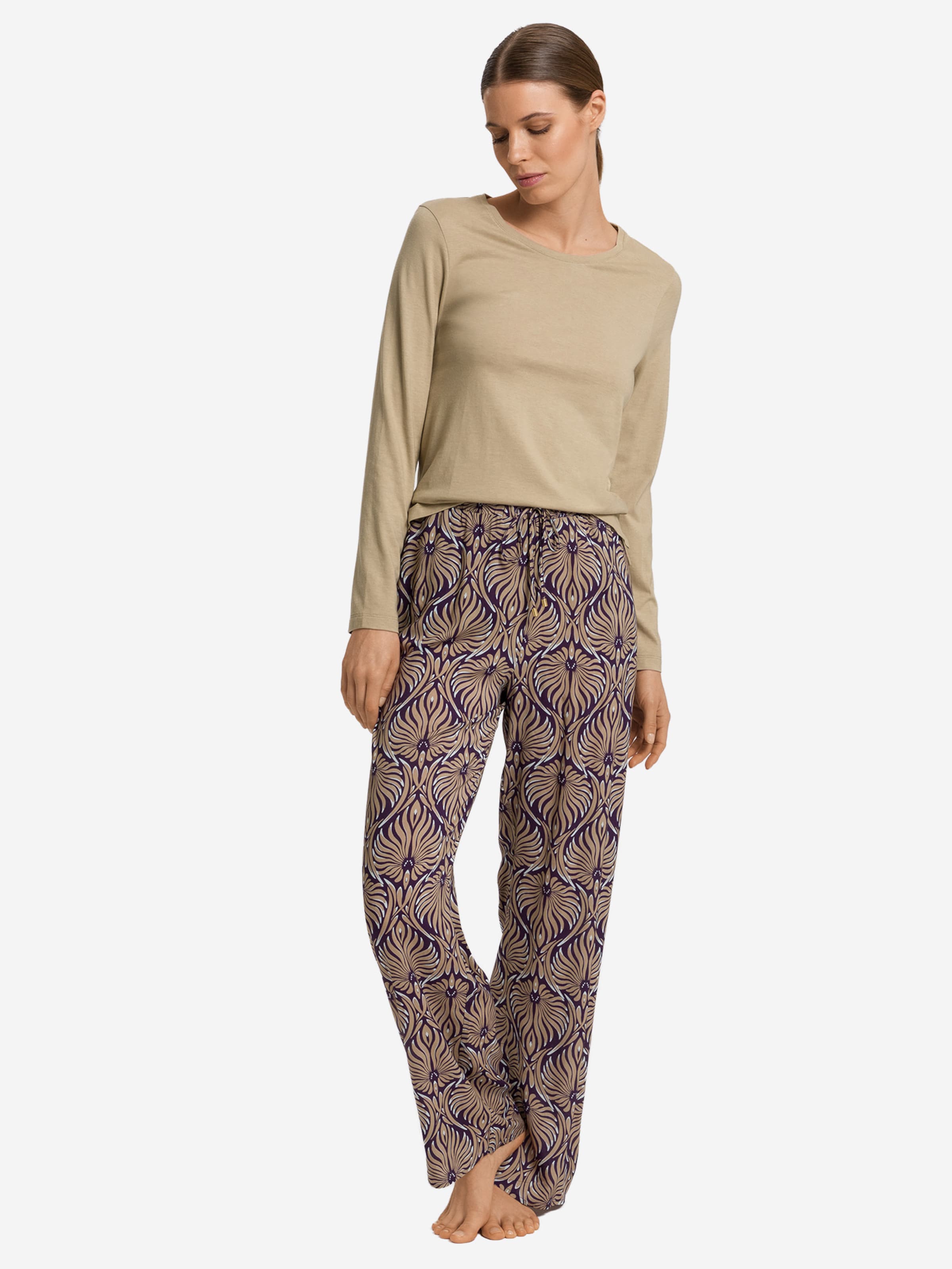 Hanro Pajama pants ' Sleep & Lounge ' in Beige