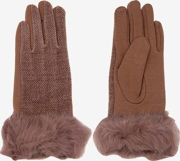 Leslii Full Finger Gloves in Brown: front