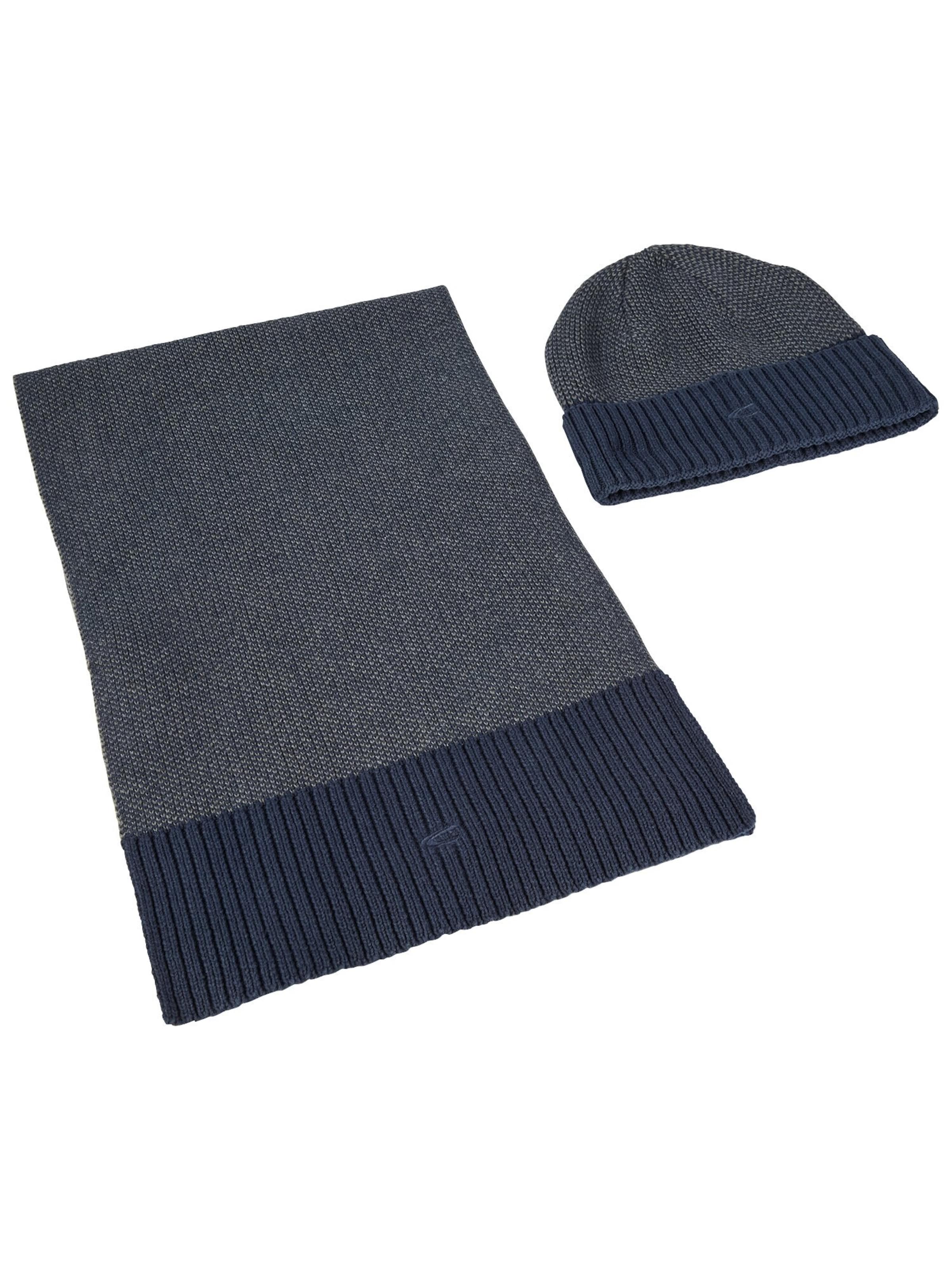 CAMEL ACTIVE Strickmütze und Schal in camel active Geschenkbox in Blau: Vorderseite