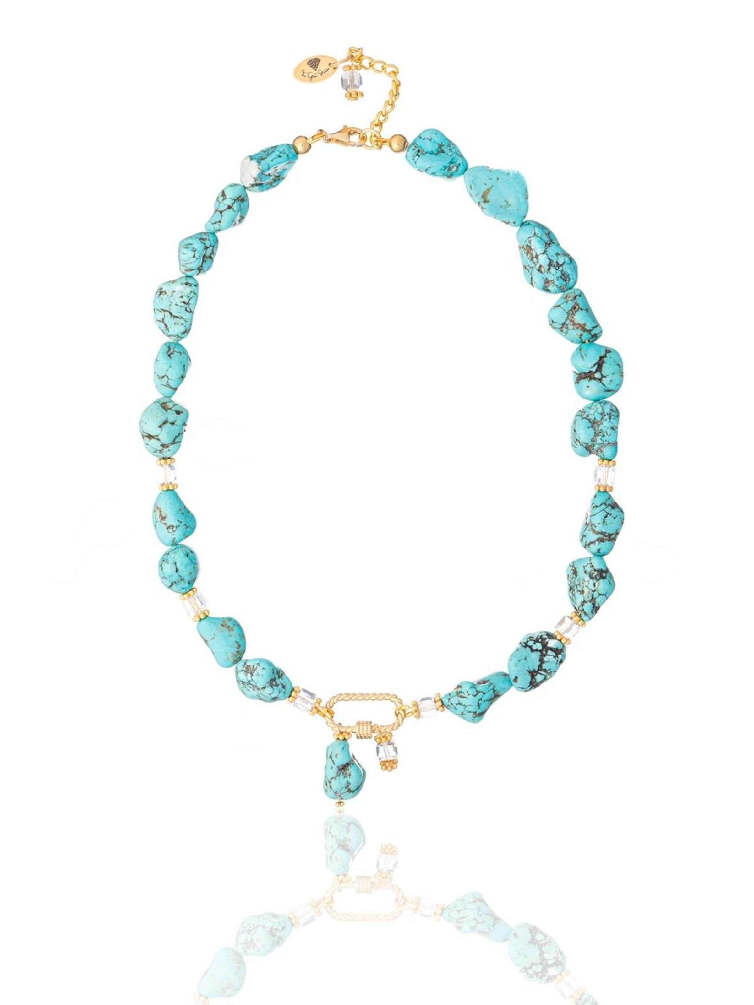 THE GEM STORIES JEWELRY Ketting 'Turquoise Necklace with locket element' in Blauw: voorkant