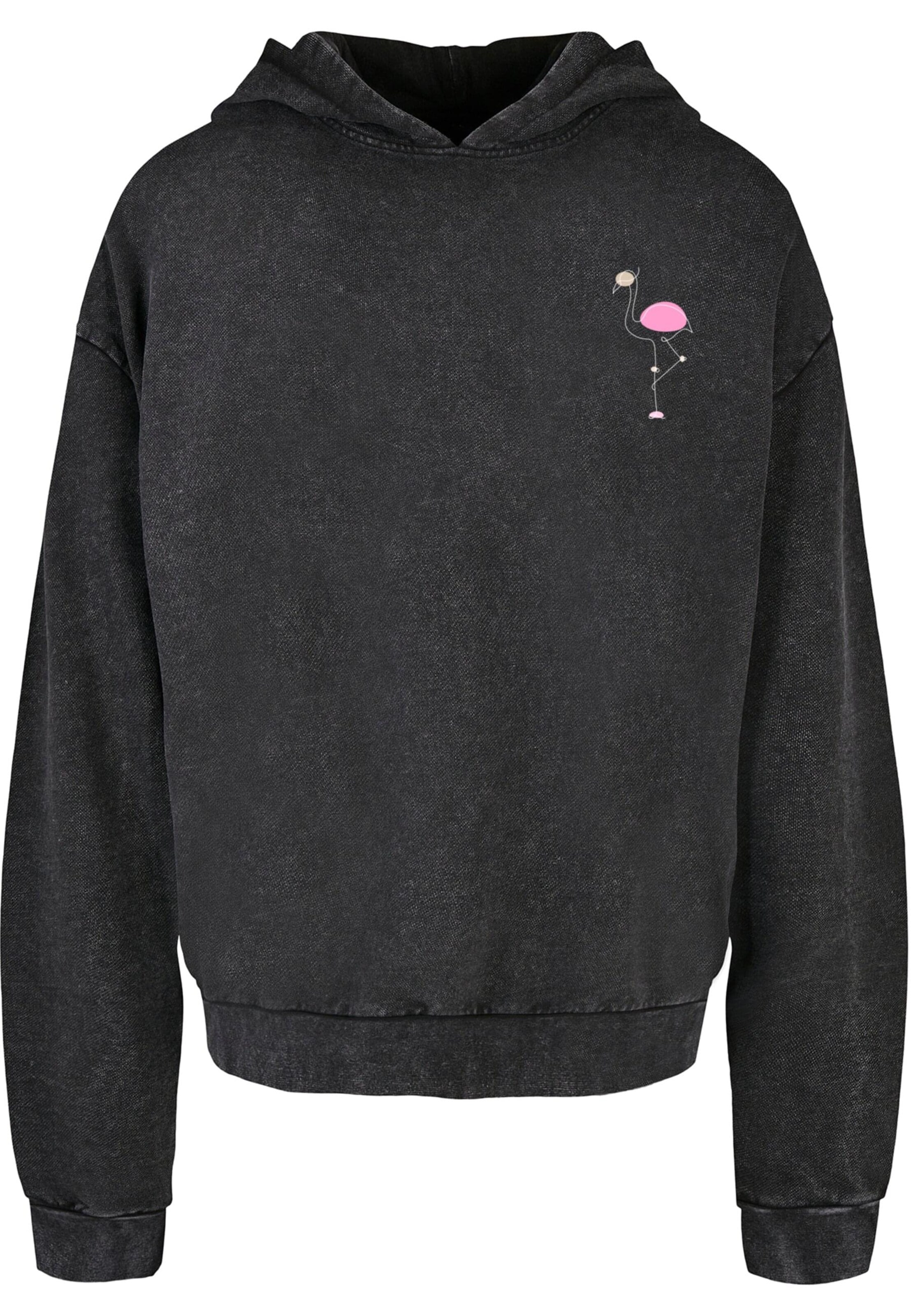 Merchcode Sweatshirt 'Flamingo' in Schwarz: Vorderseite