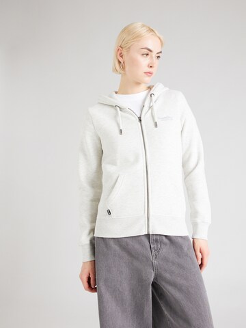 Superdry Sweat jacket 'ESSENTIAL' in Grey: front
