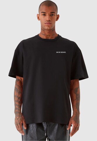 9N1M SENSE Shirt 'Flower' in Zwart: voorkant