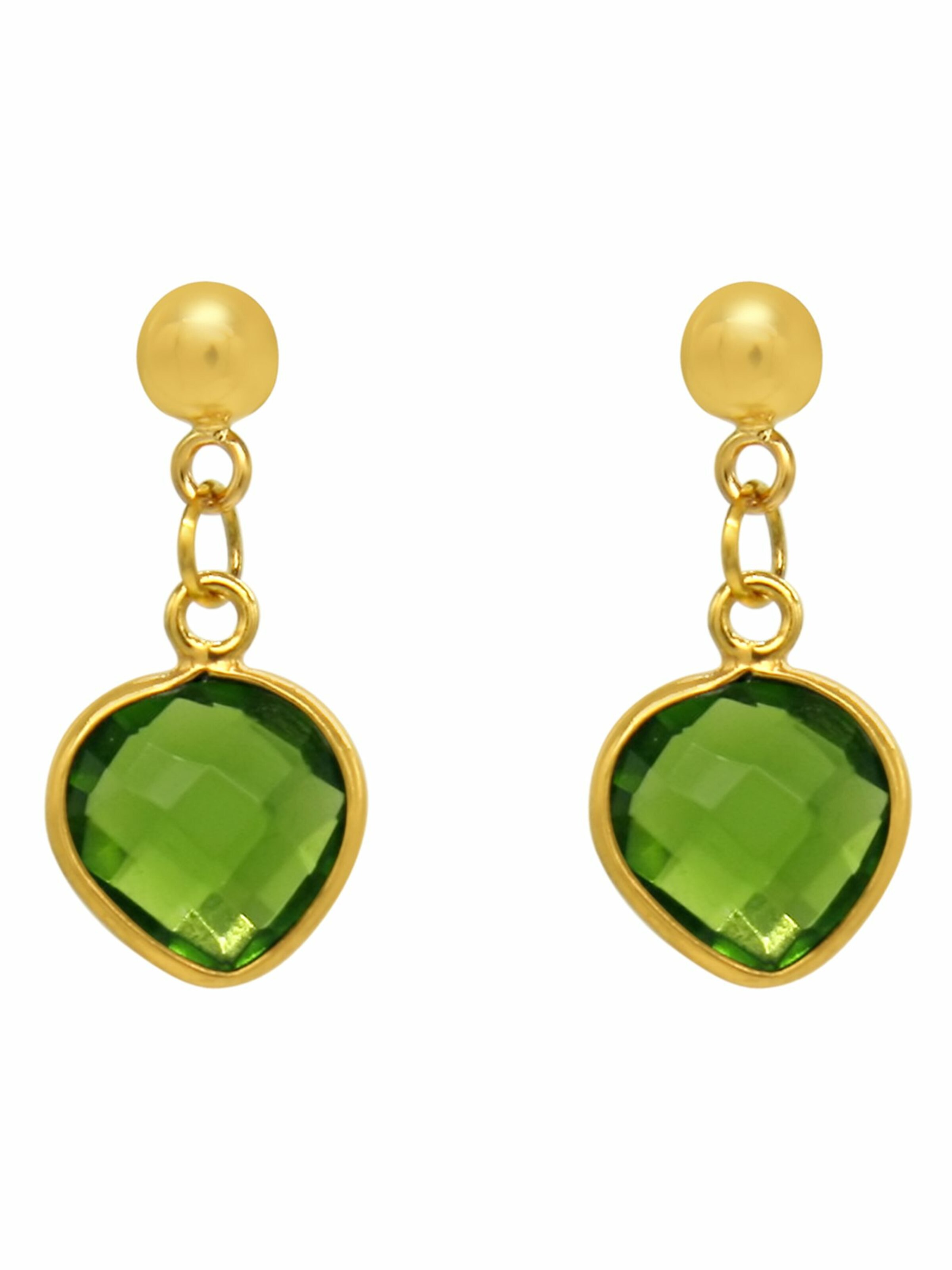 Gemshine Ohrhänger 'PERIDOT' in Gold: Vorderseite