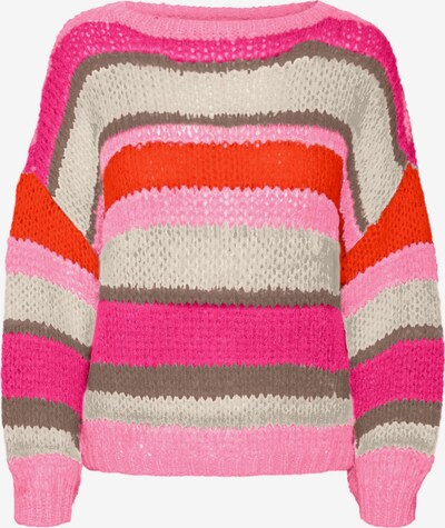 VERO MODA Pull-over 'LANEY' en gris / gris basalte / orange foncé / rose, Vue avec produit