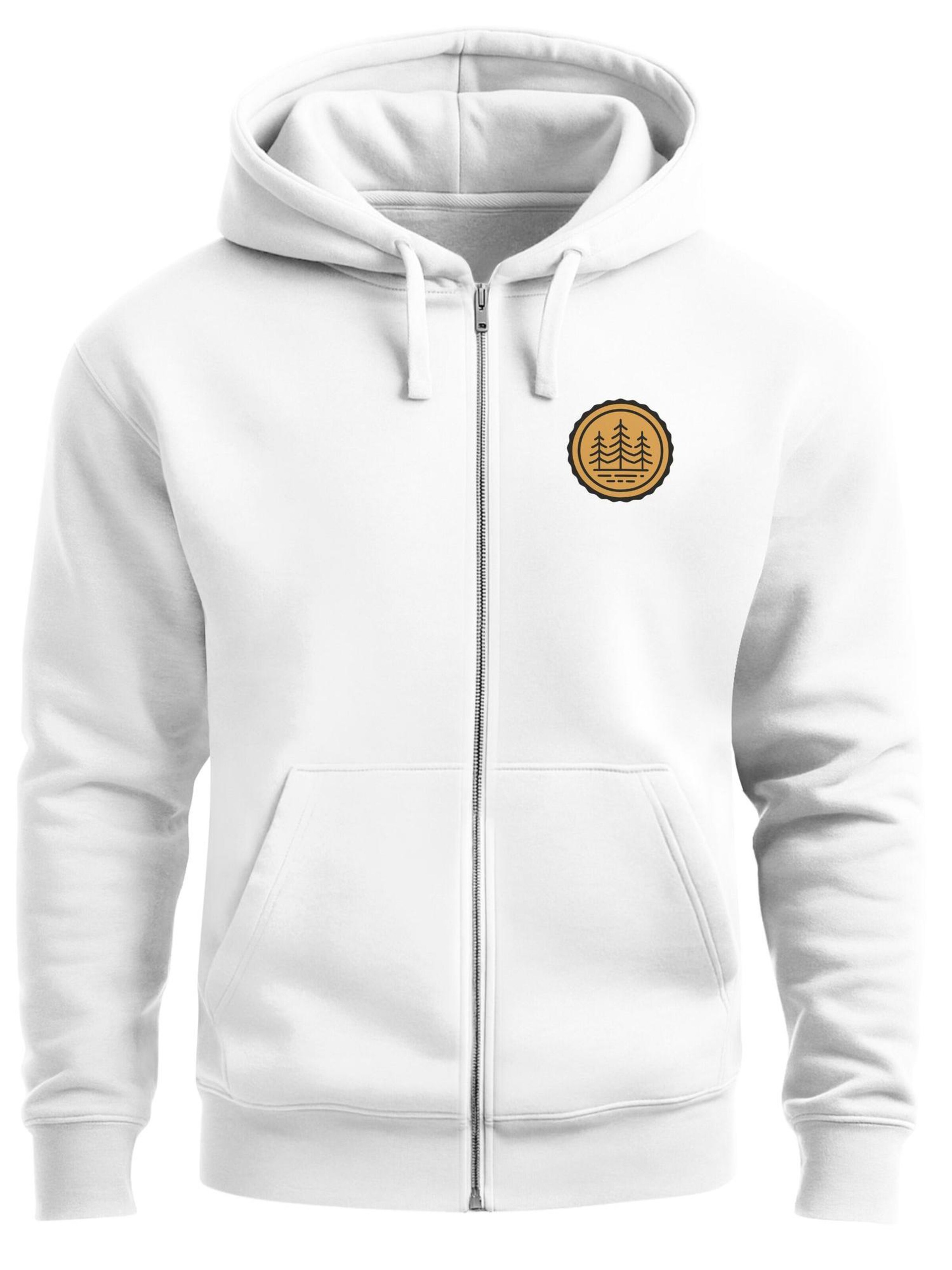 Neverless Sweatjacke 'Bäume Badge'‌‌‌‌‌‌‌‌ in Weiß: Vorderseite