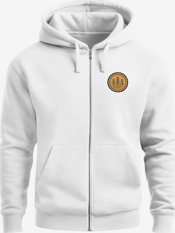 Neverless Sweatjacke 'Bäume Badge' in Weiß: Vorderseite