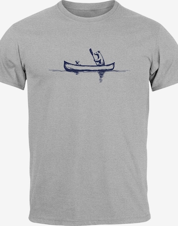 Neverless Shirt 'Bär Kanu' in Grey: front