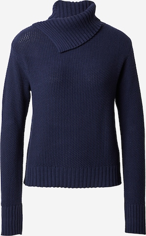 Pulover de la monari pe albastru: față