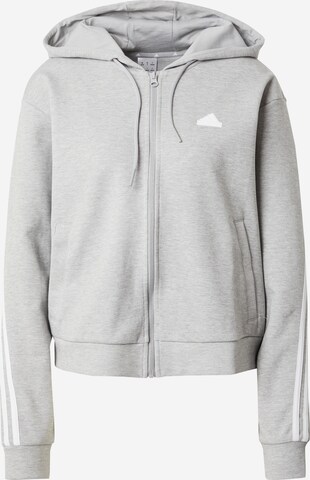 ADIDAS SPORTSWEAR Athletic Zip-Up Hoodie in Grey: front