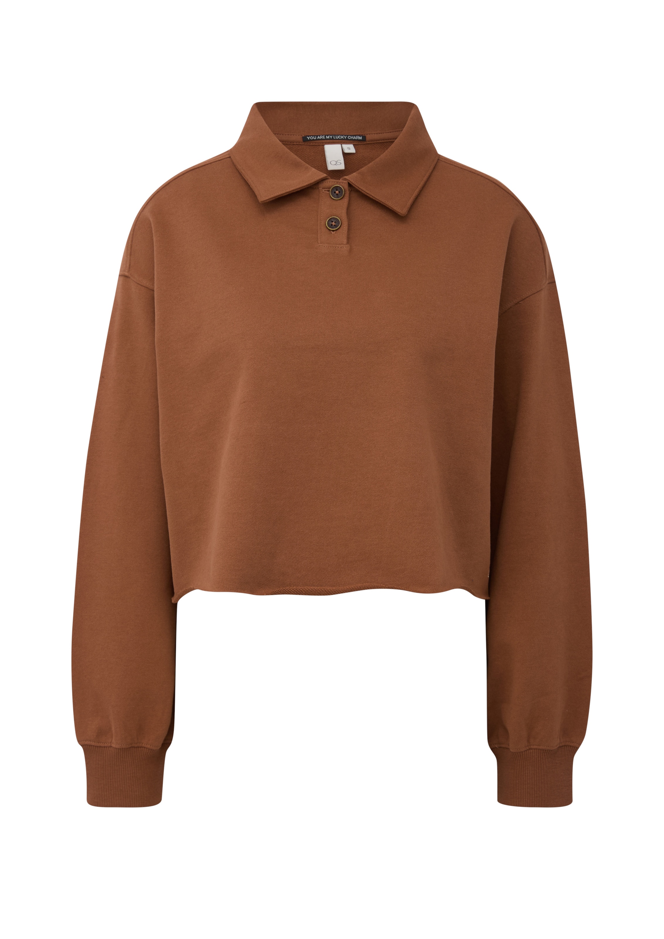 Sweat-shirt QS en marron : devant