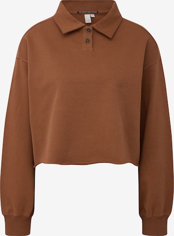 Sweat-shirt QS en marron : devant